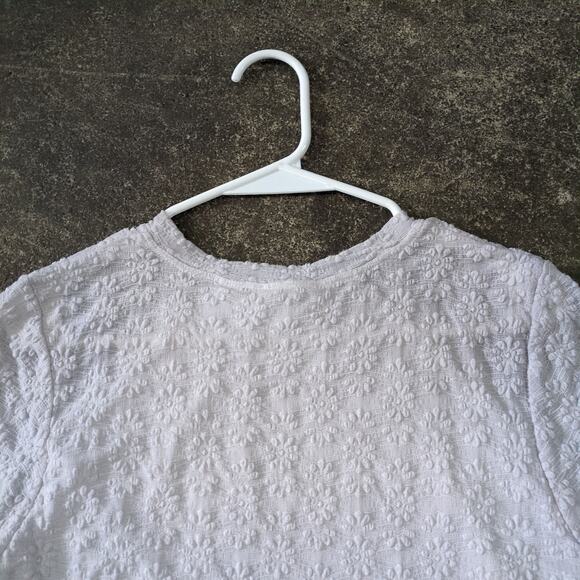 Atelier By Kirious Crop Top Womens L White Floral Short Sleeve Summer Vacation - Picture 4 of 8